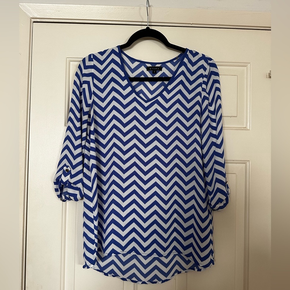 Blue and white chevron blouse!